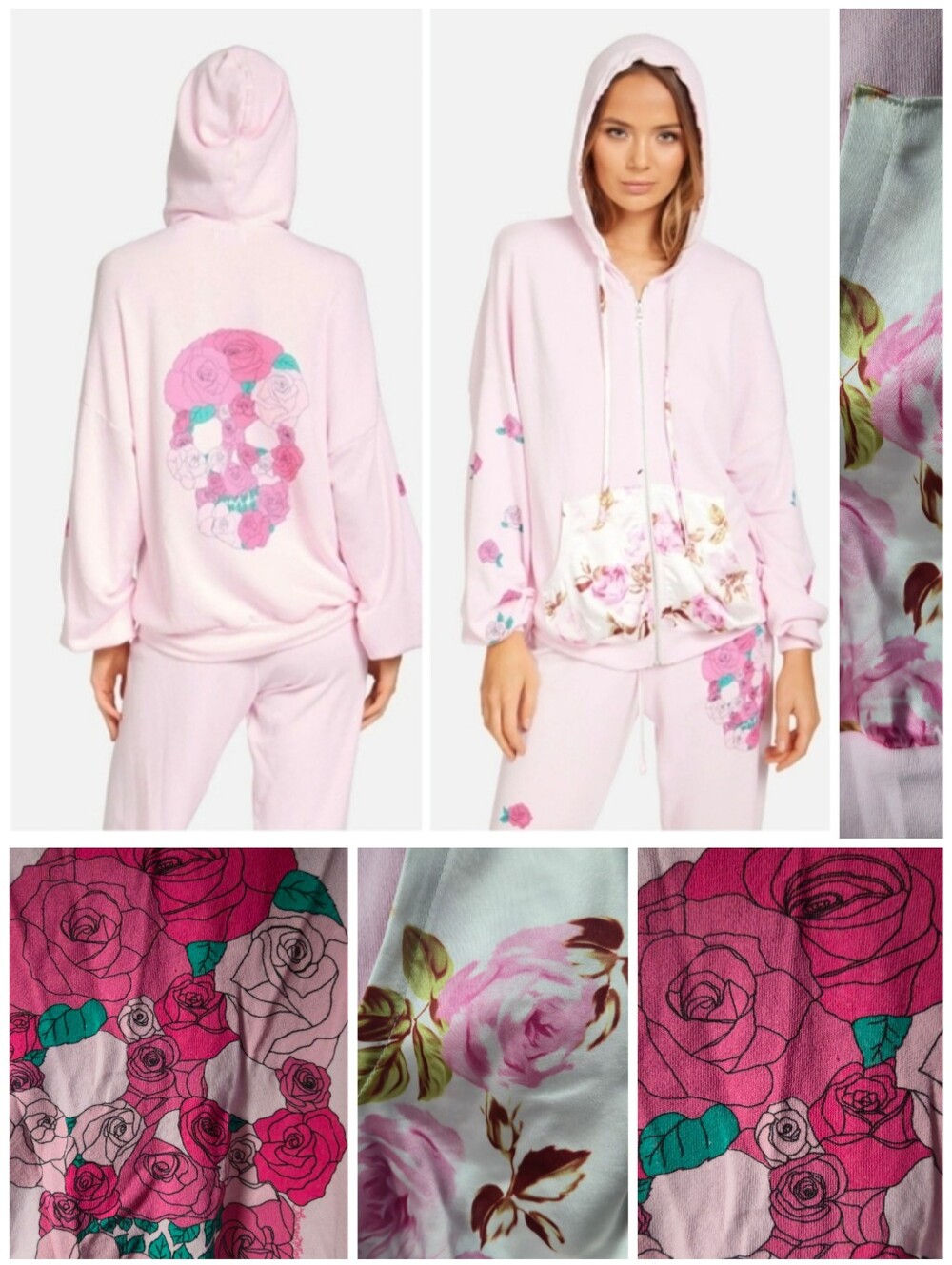 Lauren Moshi Rose Skull Hoodie